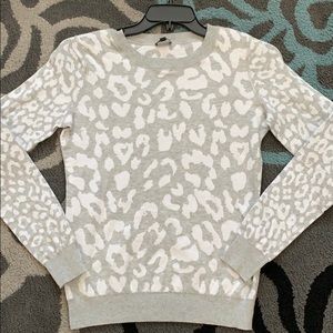 Express leopard Gray sweater Large
